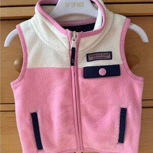 Vineyard Vines Pink and Cream Kids Fleece Vest